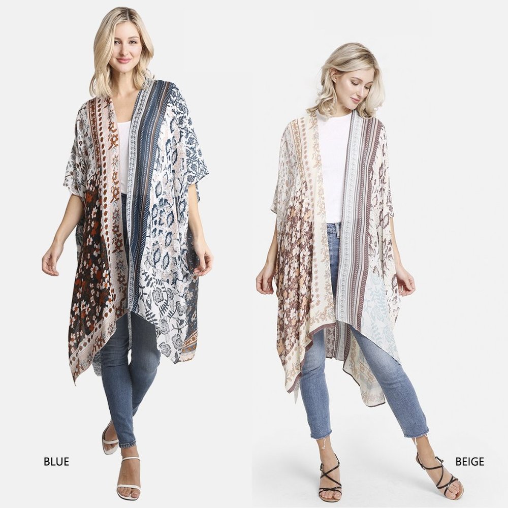 P/S Floral ·Kimono·Wrap·Swimsuit Cover·Bikini Cover up·In/Out Door·ComfyLuxe
